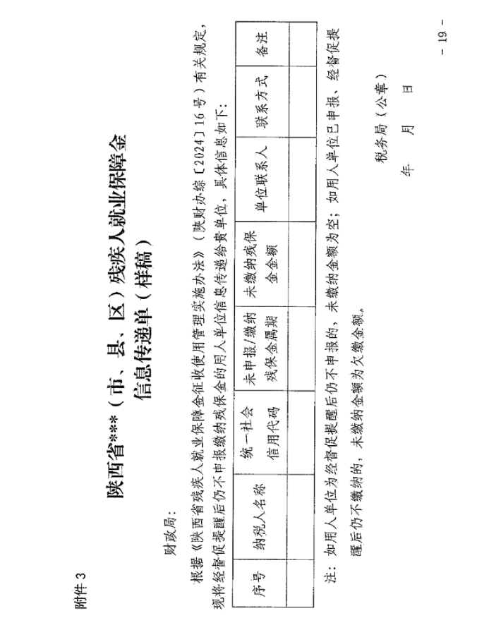 陕西省财政厅 国家税务总局陕西省税务局 陕西省残疾人联合会关于印发《陕西省残疾人就业保障金征收使用管理实施办法》的通知